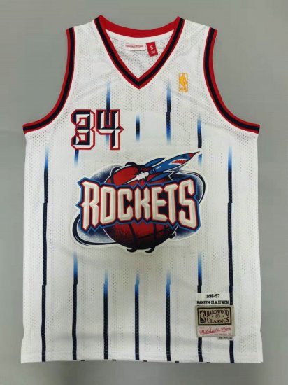 NBA 34 Olajuwon Rockets 1996-97 Maillot Retro blanc